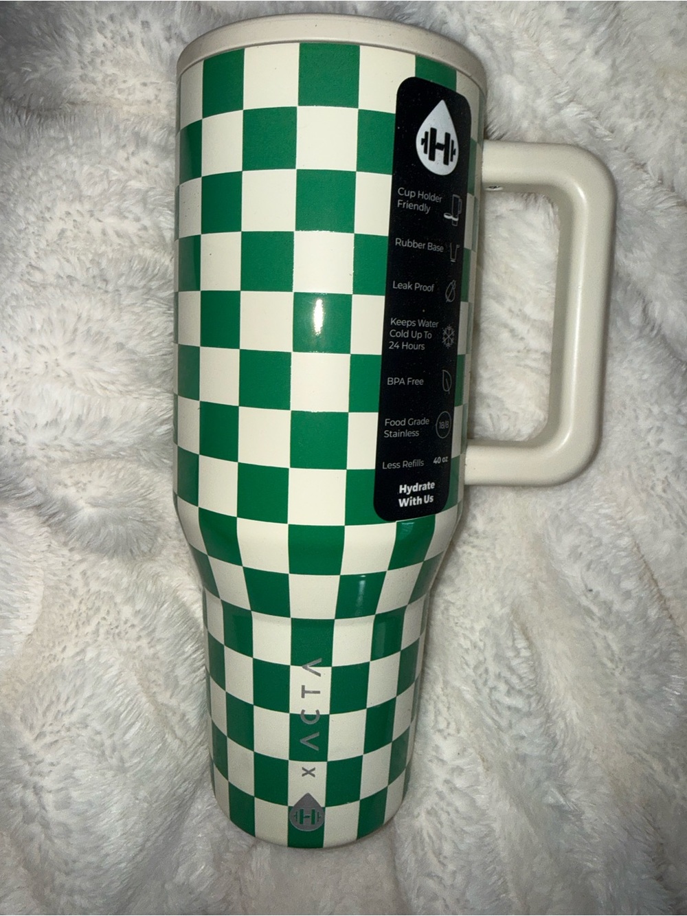 Hydrojug ❌Acta green checkers 40 oz traveler